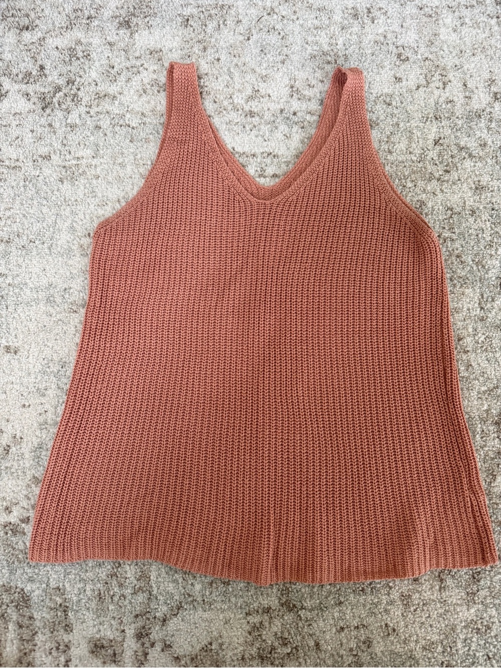Women's V-Neck Knit Tank Top - Rust